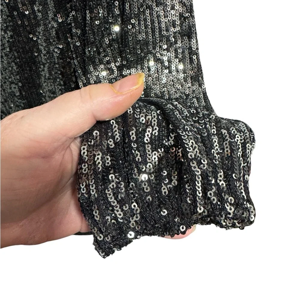 Steve Madden Black Sequin Long Sleeve Dress - Picture 6 of 12